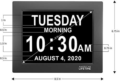 American Lifetime ?New 2023? Dementia Clock Large Digital Clock for Seniors  Digital Clock Large Display with Custom Alarms  Clock with Day & Date for Elderly  Large Number Digital Clock Black - Image 2